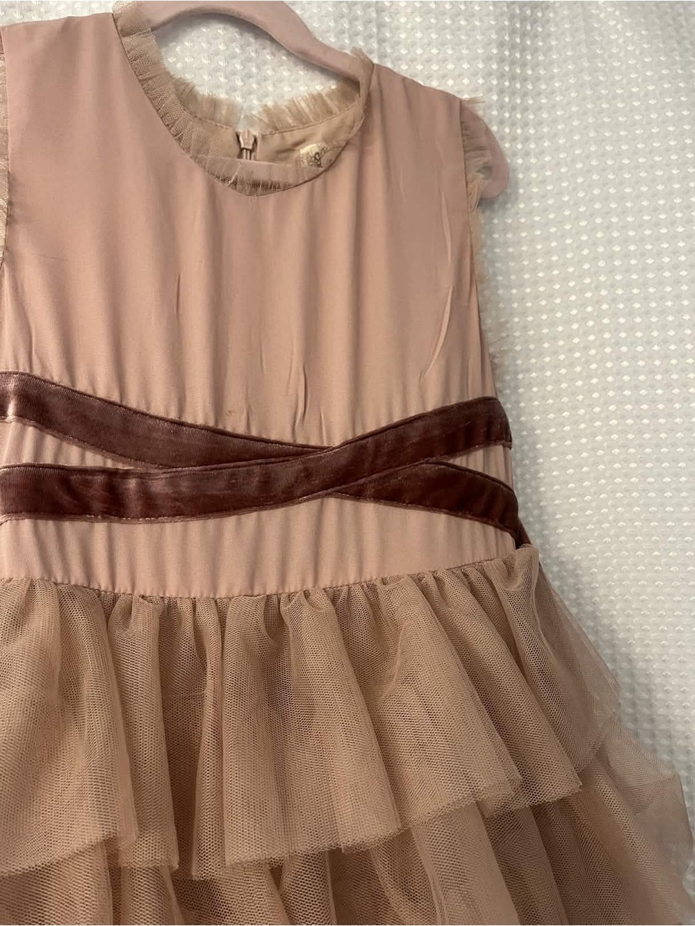 NWOT Joyfolie Mia Joy Mauve Ruffled Tulle Party Dress with Velvet Waistband - Picture 3 of 7